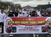 Diguyur Hujan, Forum P3K Konawe Tahap I Tunjukan Semangat Nasionalisme Ikuti Devile HUT RI Ke-80