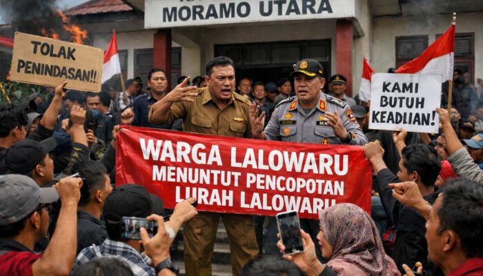 Puluhan Warga Lalowaru Desak Pencopotan Lurah, Camat Moramo Utara Terima Aksi Damai
